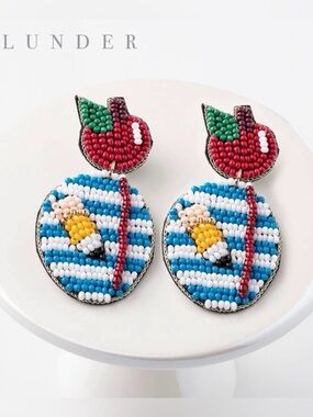Plunder Design Jewelry Apple of my Eye Beaded Teacher Earrings